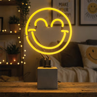 Happy: S.W.Smiley Concrete Base Glass Neon