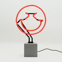 Giggle Red: S.W.Smiley Concrete Base Glass Neon