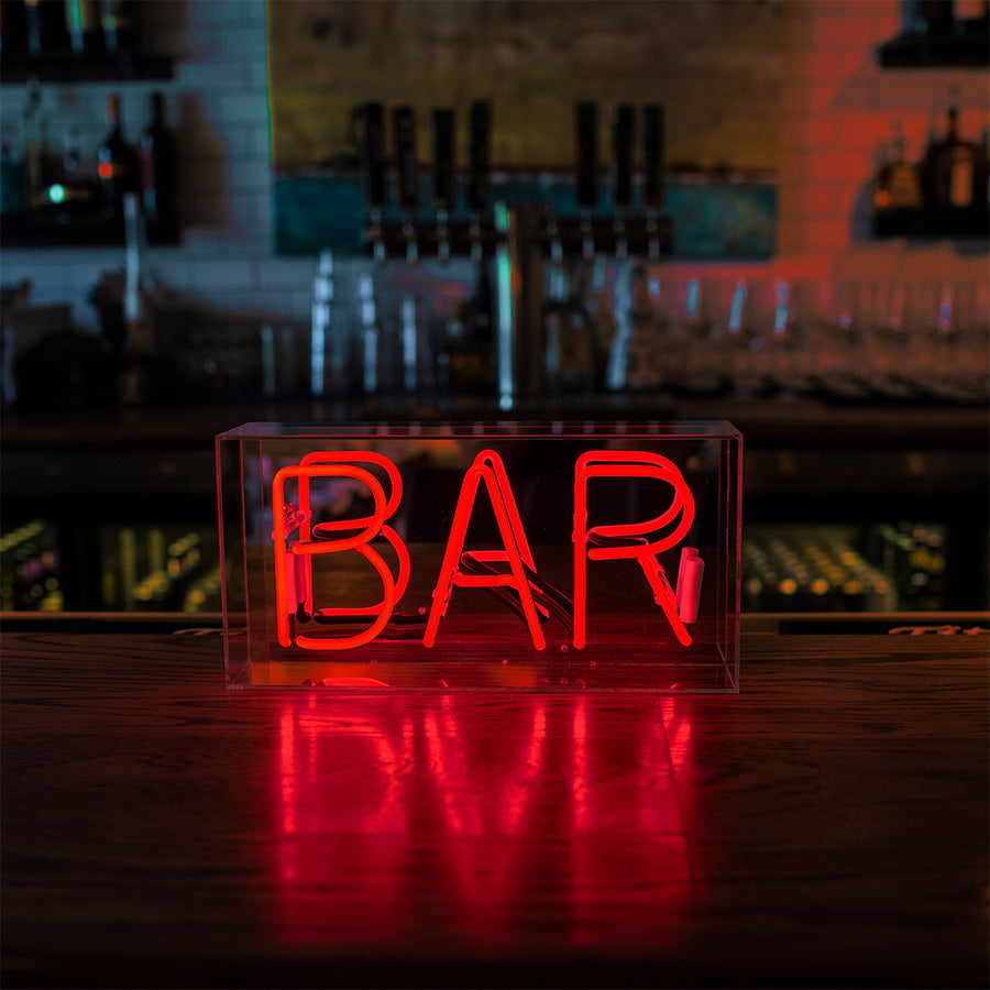 'Bar' Glass Neon Sign - RED - Locomocean Ltd