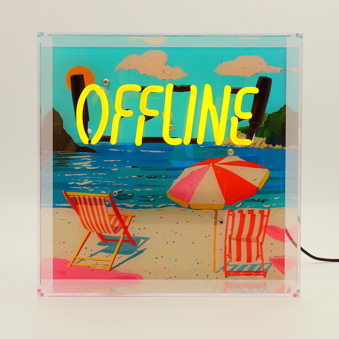 'Offline' Glass Neon Box Sign - Locomocean Ltd