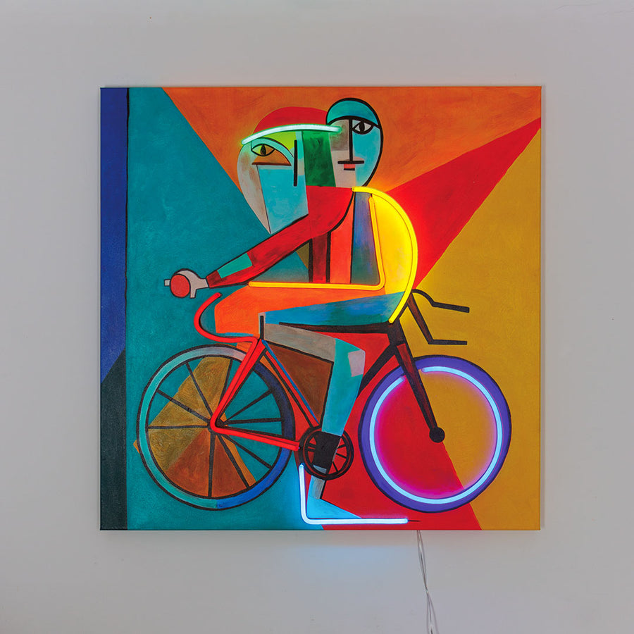 Abstract Cyclist - Wall Painting (LED Neon) - Locomocean Ltd