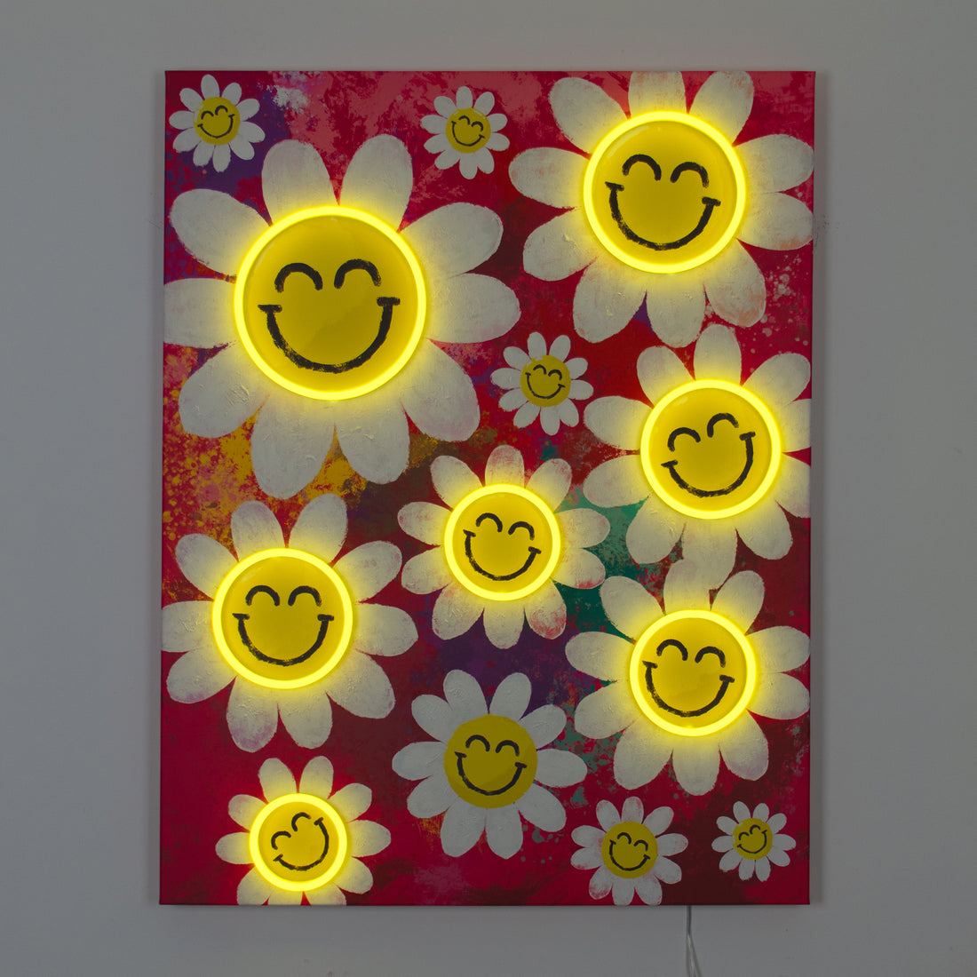 Happy Flowers: S.W.Smiley LED Neon Canvas