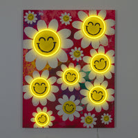 Happy Flowers: S.W.Smiley LED Neon Canvas