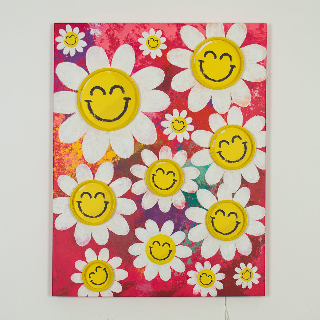 Happy Flowers: S.W.Smiley LED Neon Canvas