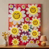 Happy Flowers: S.W.Smiley LED Neon Canvas