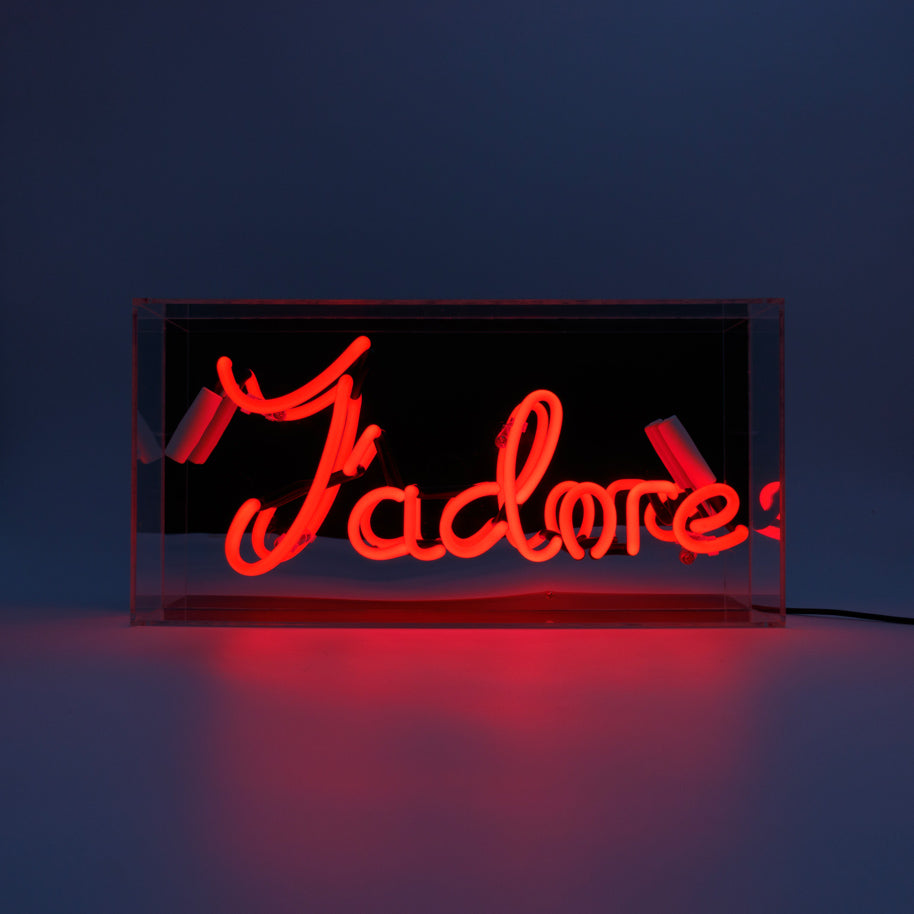 'J'adore' Glass Neon Sign