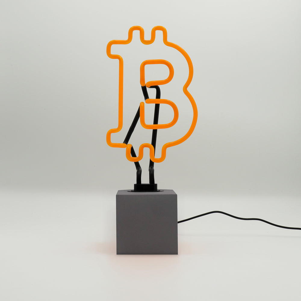 Bitcoin: Concrete Base Glass Neon