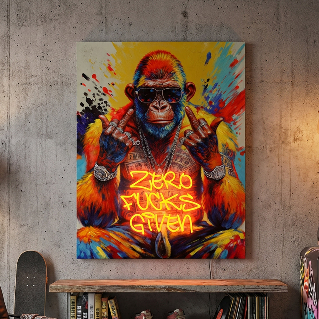 Zero F*** GIVEN: LED Neon Canvas