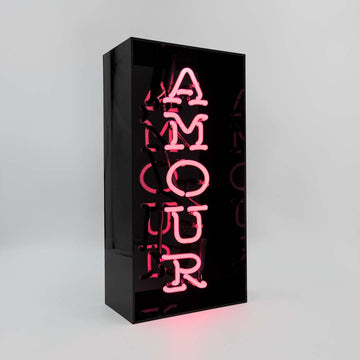 'Amour' Glass Neon Sign - Black Acrylic - Locomocean Ltd