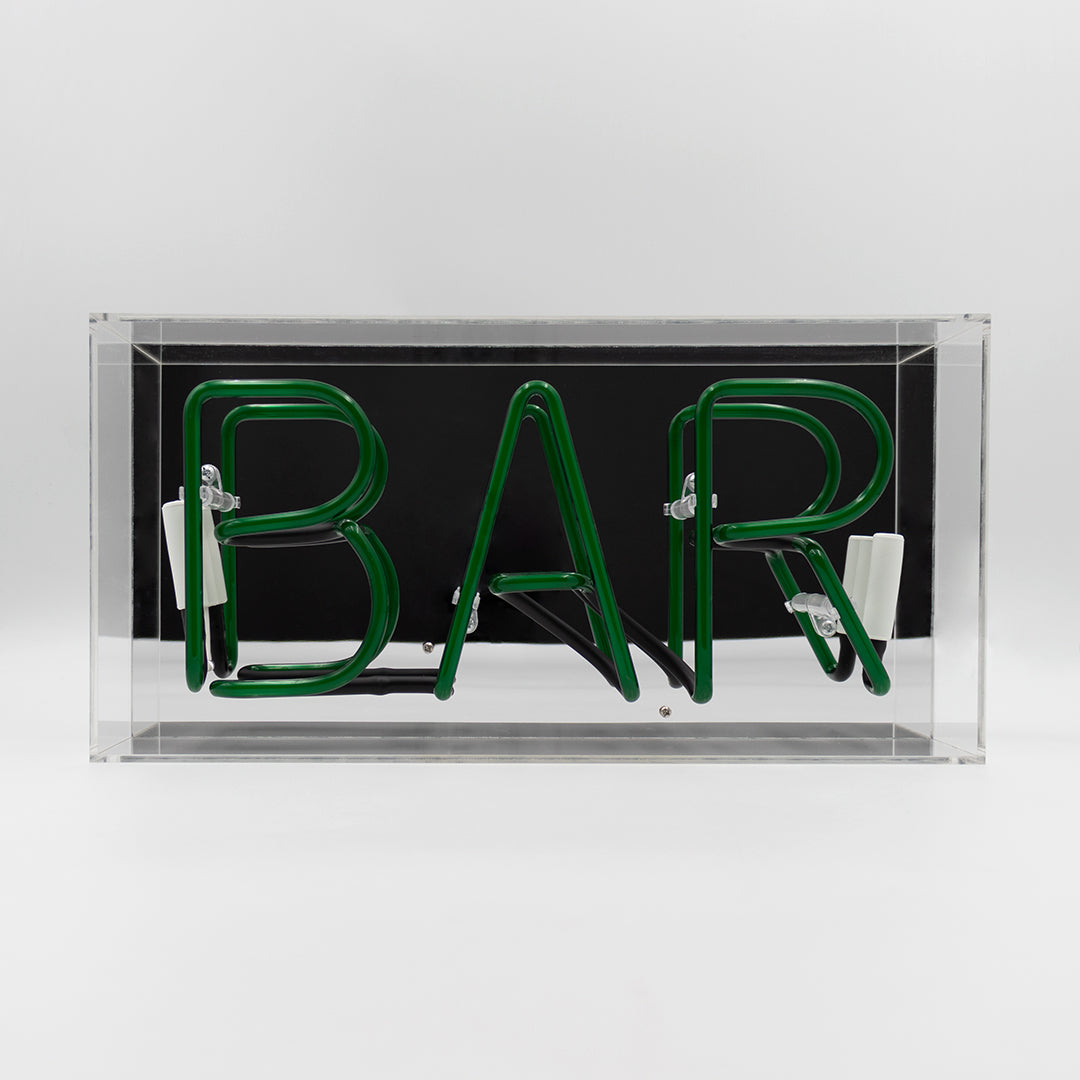 'Bar' Glass Neon Sign - GREEN - Locomocean Ltd