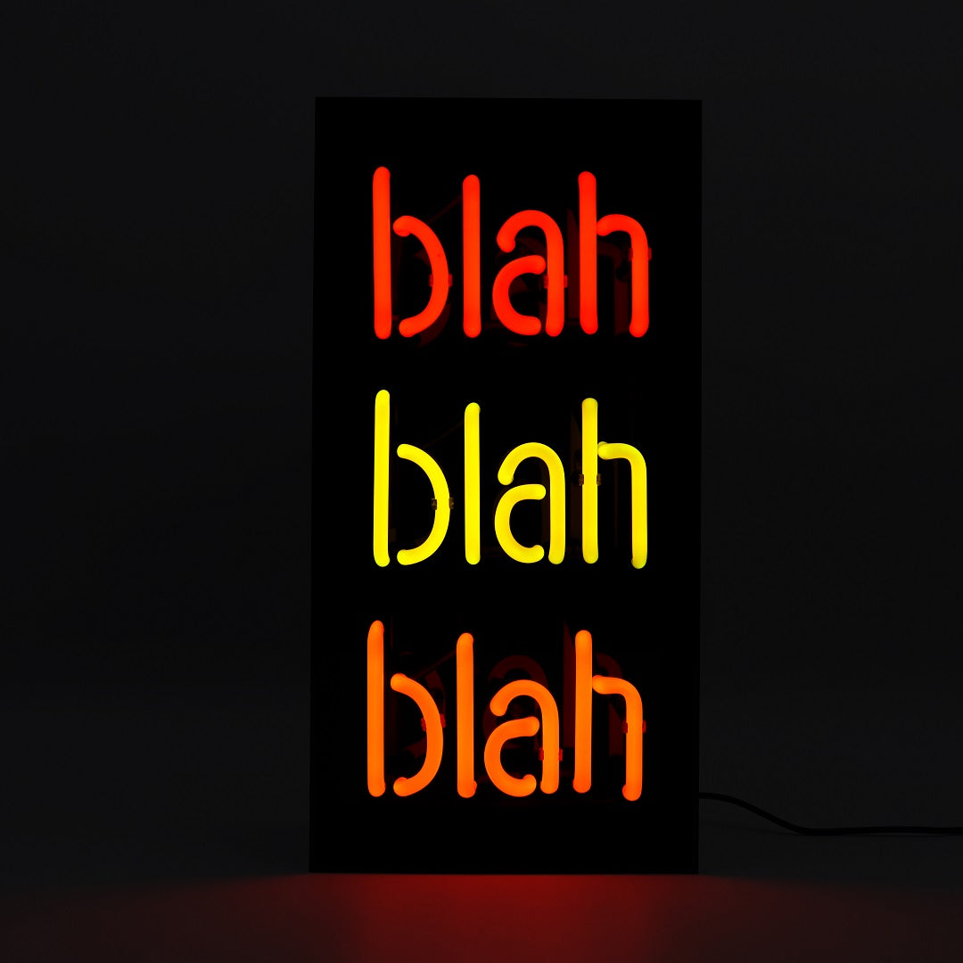 'Blah Blah Blah' Glass Neon Sign - Black Acrylic | Locomocean Ltd