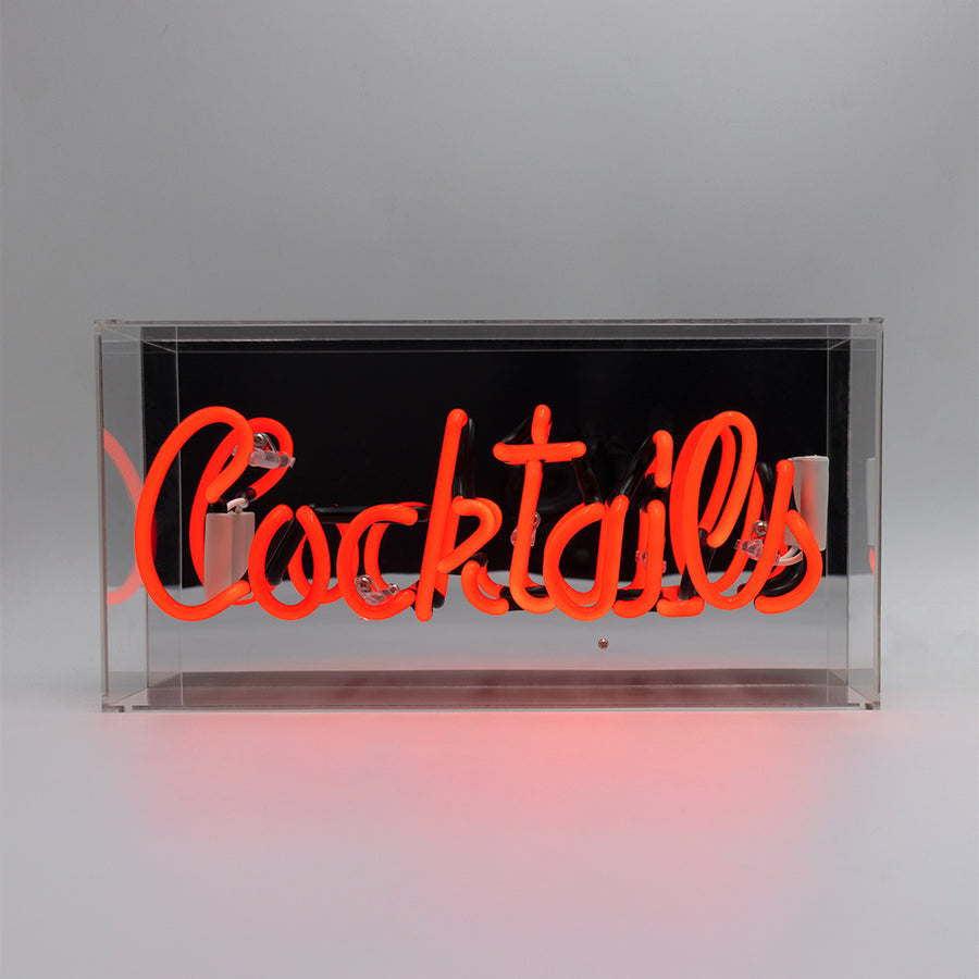 'Cocktails' Glass Neon Sign - Red - Locomocean Ltd
