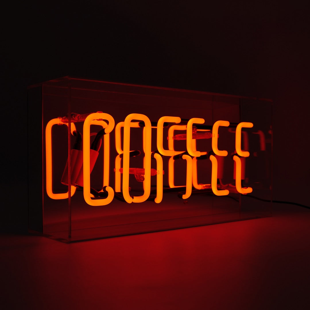 'Coffee' Glass Neon Sign - Orange - Locomocean Ltd