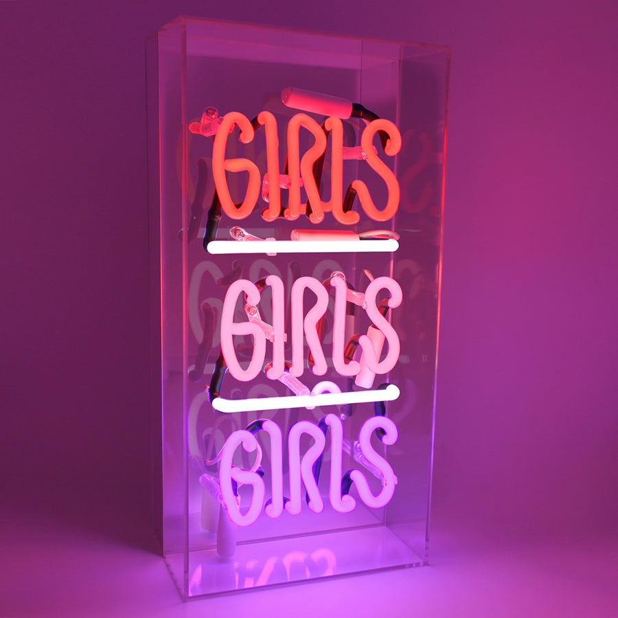 'Girls Girls Girls' Acrylic Box Neon Light - Locomocean Ltd