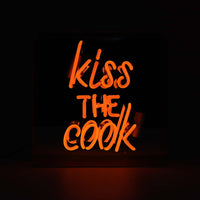 'Kiss the Cook' Glass neon Sign - Orange - Locomocean Ltd