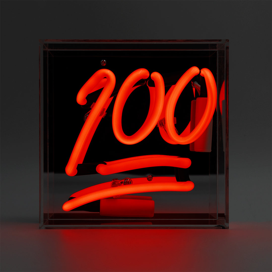 '100' Mini Glass Neon Sign - Locomocean Ltd