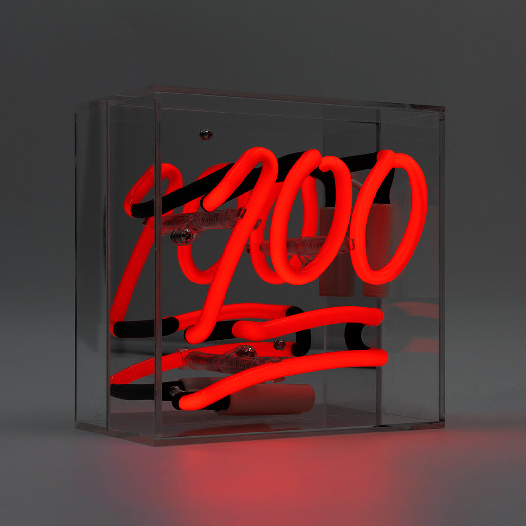 '100' Mini Glass Neon Sign - Locomocean Ltd