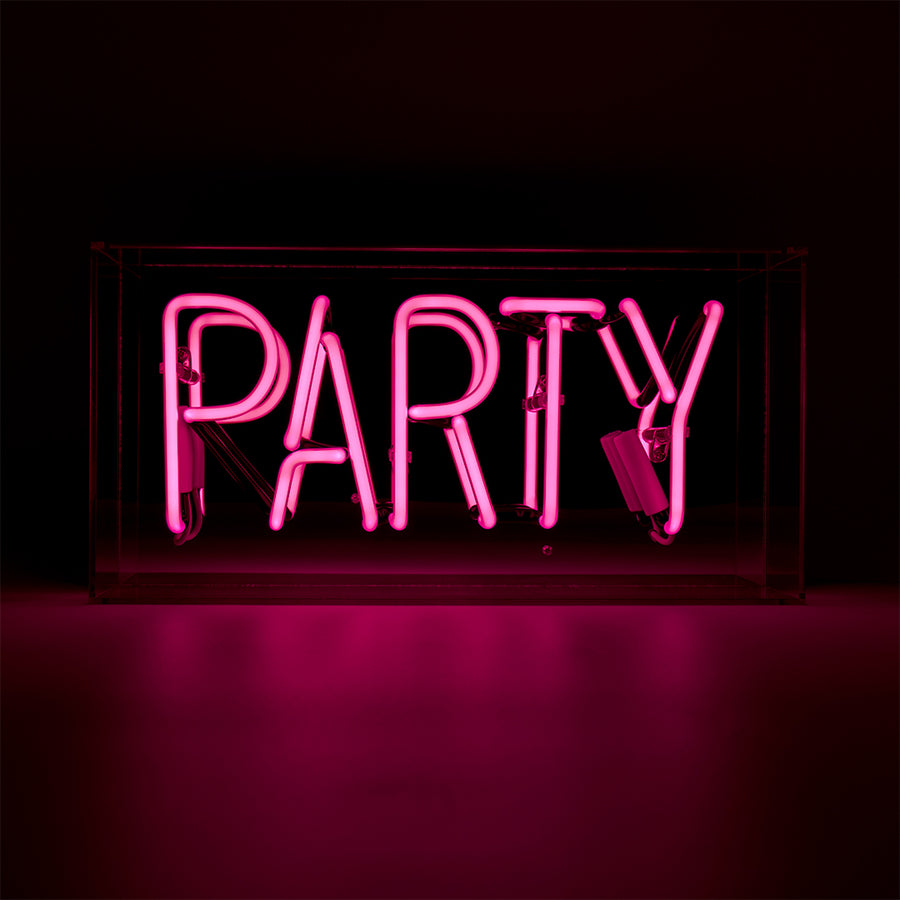 'Party' Glass Neon Sign - Pink - Locomocean Ltd