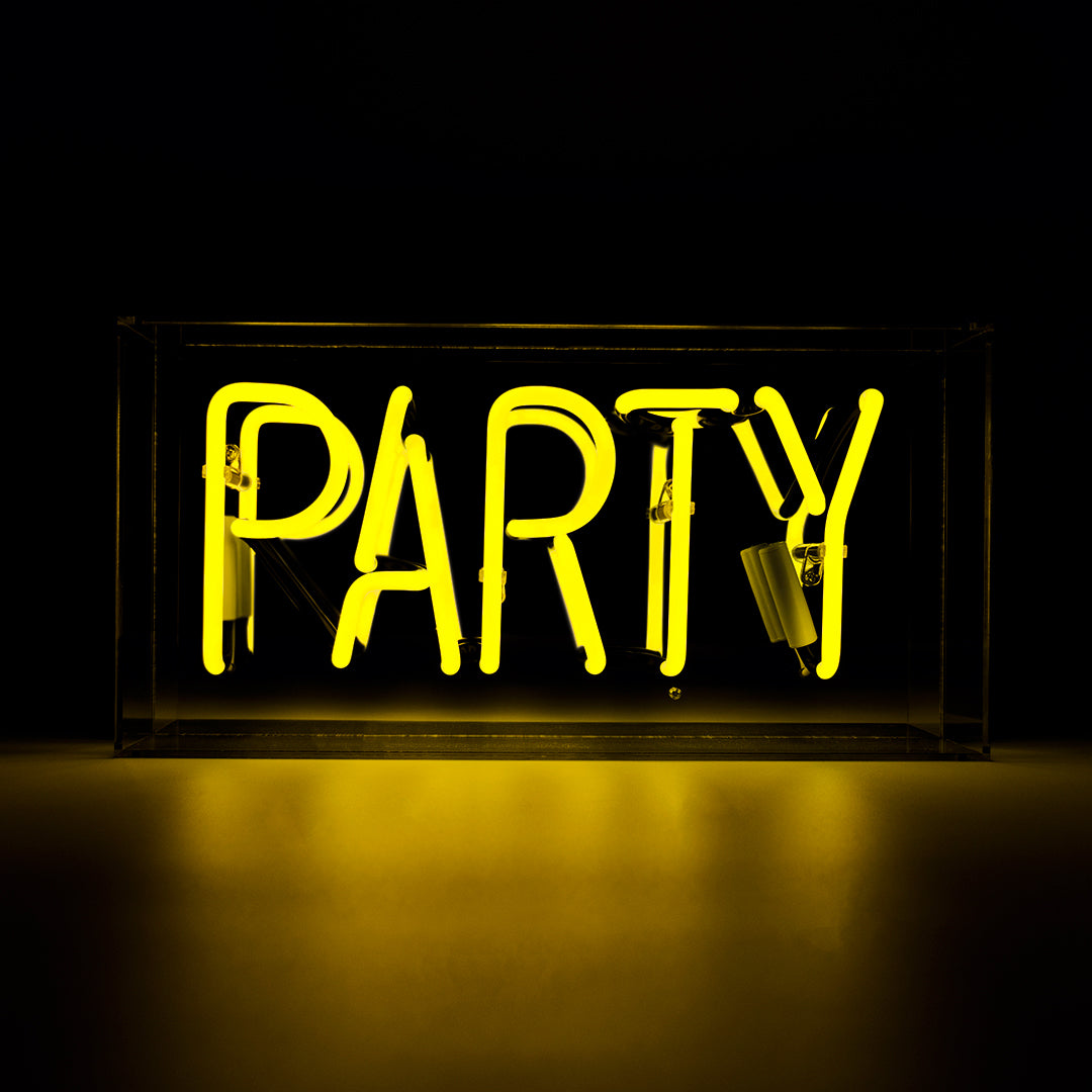 'Party' Glass Neon Sign - Yellow - Locomocean Ltd