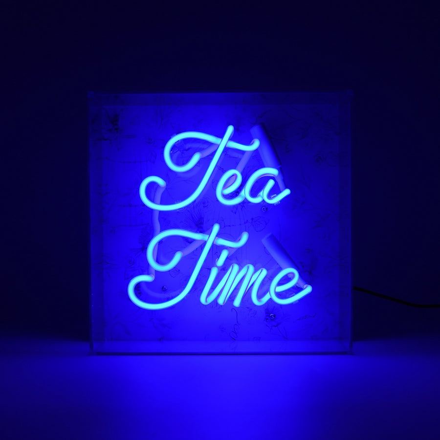 'Tea Time' Glass neon Sign - Blue - Locomocean Ltd