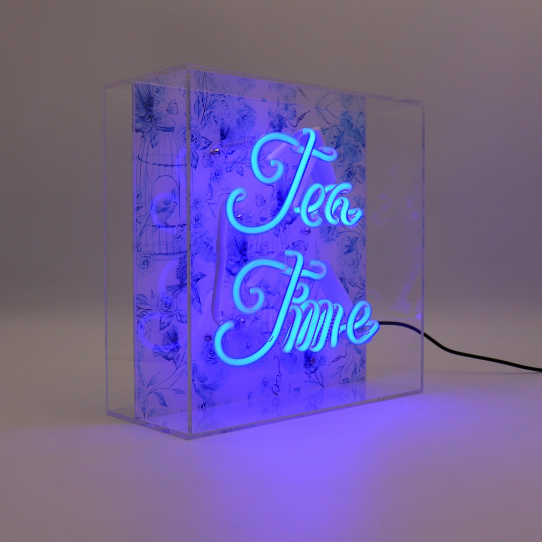 'Tea Time' Glass neon Sign - Blue - Locomocean Ltd