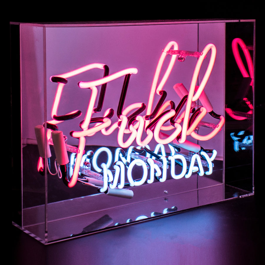 Pink 'Fuck Monday' Large Acrylic Box Neon Light - Locomocean Ltd