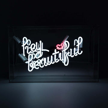 'Hey Beautiful' Glass Neon Sign - Locomocean Ltd