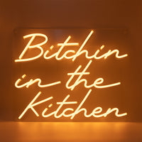 'Bitchin in the Kitchen' Orange Neon LED Wall Mounted Sign - Locomocean Ltd