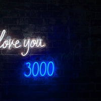 'I Love You 3000' White & Blue Neon LED Wall Mountable Sign - Locomocean Ltd