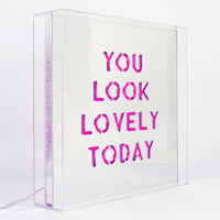 Pink 'You Look Lovely Today' Large Square Acrylic Box LED - Locomocean Ltd