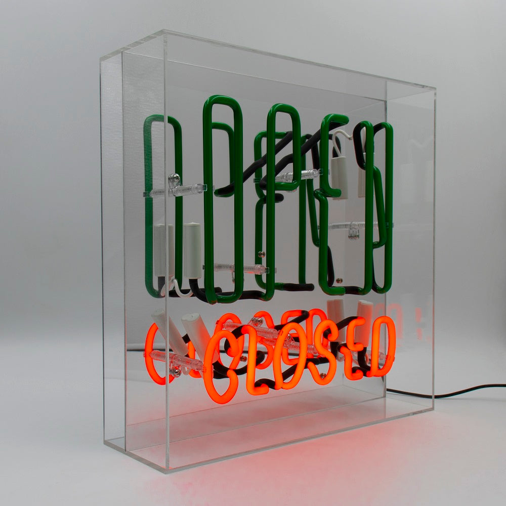 'Open / Closed' Large Glass Neon Sign - Coming Soon - Locomocean Ltd