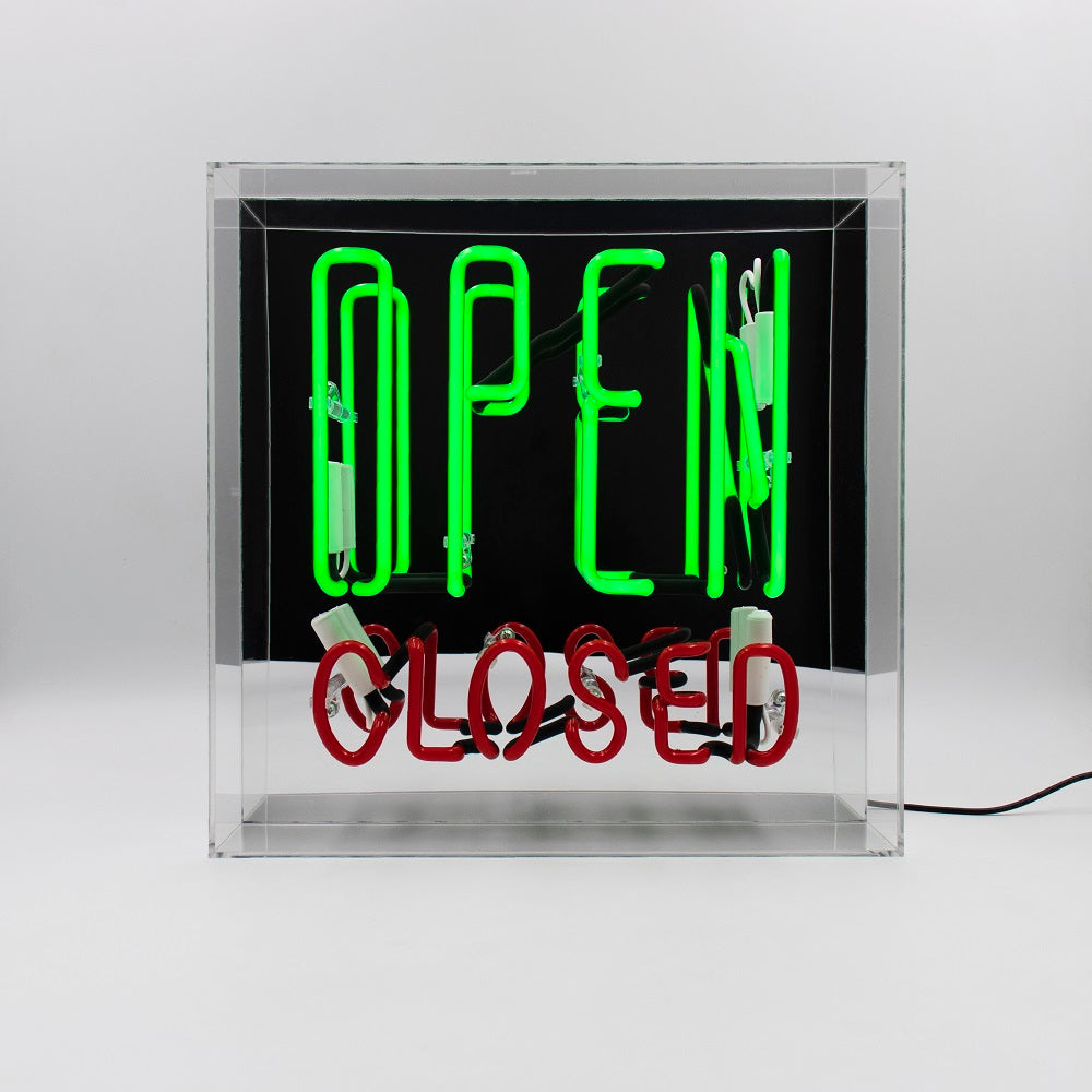 'Open / Closed' Large Glass Neon Sign - Coming Soon - Locomocean Ltd